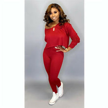 Load image into Gallery viewer, Women Sets Women Red Black Yellow 2 pcs Sweatsuit Cotton Summer Pullover Suits Women outfit Two Piece Tracksuits