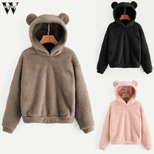 Load image into Gallery viewer, Womail Women Sweatshirts Lovely With Bears Ear Solid Hoodie Pullovers Warm Faux Fur Fluffy Sweatshirt Cute Casual Long Sleeve827