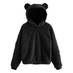 Womail Women Sweatshirts Lovely With Bears Ear Solid Hoodie Pullovers Warm Faux Fur Fluffy Sweatshirt Cute Casual Long Sleeve827