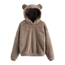 Load image into Gallery viewer, Womail Women Sweatshirts Lovely With Bears Ear Solid Hoodie Pullovers Warm Faux Fur Fluffy Sweatshirt Cute Casual Long Sleeve827