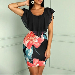 Fashion Dress women Sexy Party Summer Dress Sleeveless Bodycon Floral Printed White Holiday Elegant Short Mini Dress