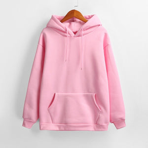 Harajuku Autumn Hoodies For Girls Solid Color Hooded Tops Women's Sweatshirt Long-sleeved 2019 Winter Female Casual Tracksuit