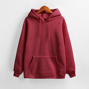 Harajuku Autumn Hoodies For Girls Solid Color Hooded Tops Women's Sweatshirt Long-sleeved 2019 Winter Female Casual Tracksuit