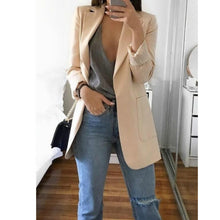 Load image into Gallery viewer, Trench Fashion Women Open Stitch Autumn Turn-Down Collar Blends Coats Pure Office Elegant Overcoat Cardigan 5XL Plus Size GV085