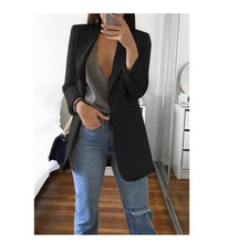 Load image into Gallery viewer, Trench Fashion Women Open Stitch Autumn Turn-Down Collar Blends Coats Pure Office Elegant Overcoat Cardigan 5XL Plus Size GV085