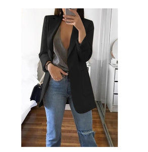 Trench Fashion Women Open Stitch Autumn Turn-Down Collar Blends Coats Pure Office Elegant Overcoat Cardigan 5XL Plus Size GV085