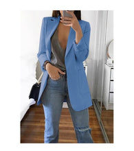 Load image into Gallery viewer, Trench Fashion Women Open Stitch Autumn Turn-Down Collar Blends Coats Pure Office Elegant Overcoat Cardigan 5XL Plus Size GV085