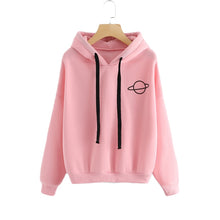 Load image into Gallery viewer, CALOFE 2019 Autumn Women Hoodies Casual Planet Print Solid Loose Drawstring Sweatshirt Fashion Long Sleeve Hooded Female Tops